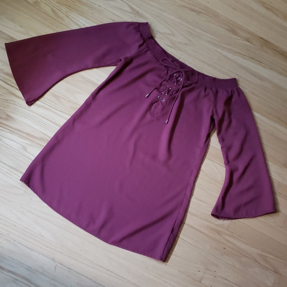 Charlotte Russe Maroon Off the Shoulder Mini Dress